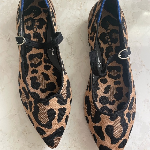 Rothy's Shoes - Rothy's Leopard Print Flats with Black Strap